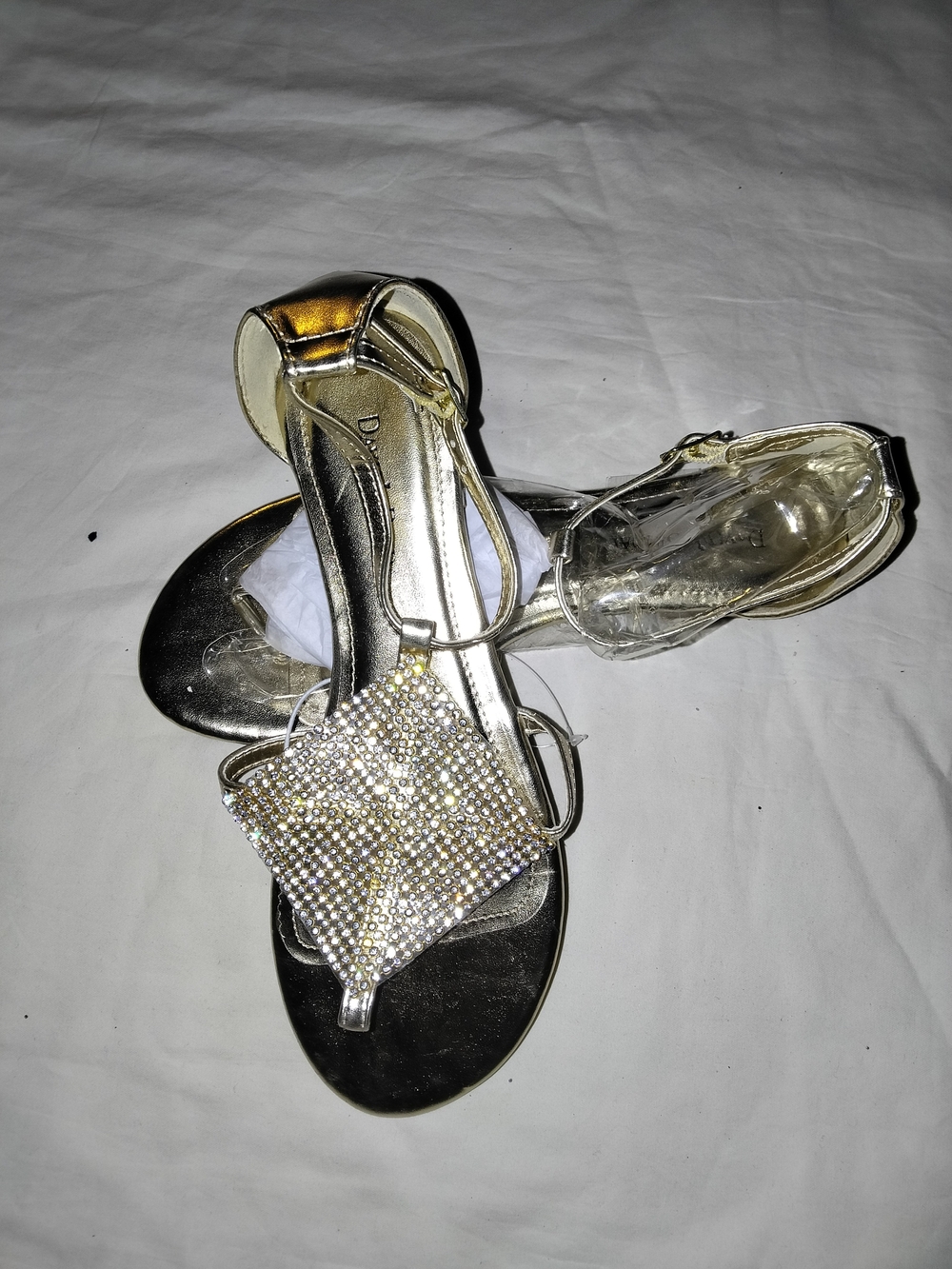 Source Unknown Gold Rhinestone Women's Dress Sandals